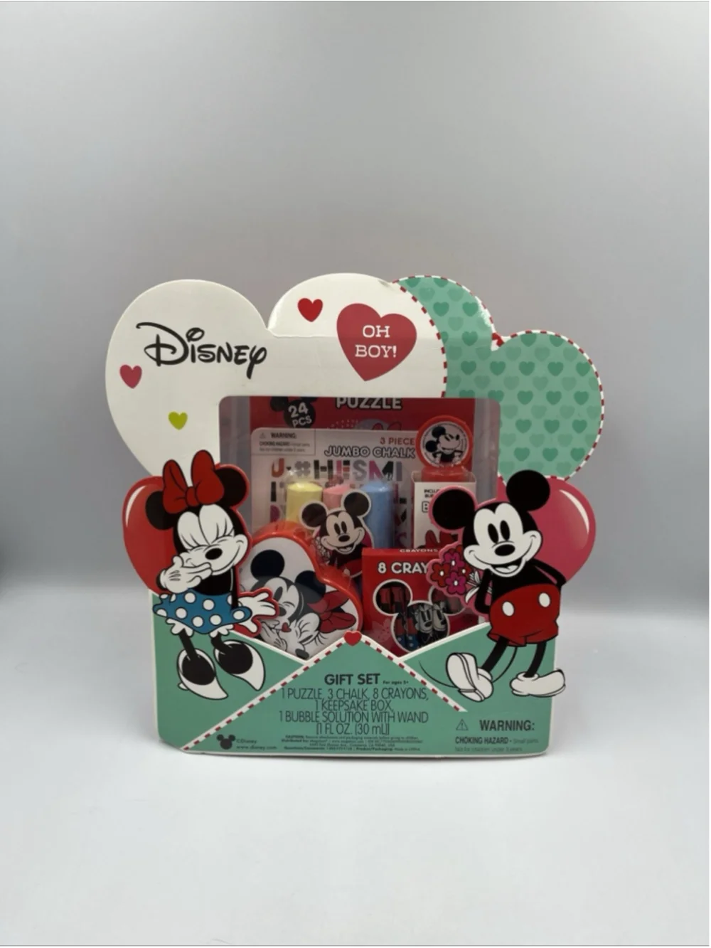 Disney Minnie & Mickey Valentine's Day Box Gift Set Puzzle Crayons New in BOX